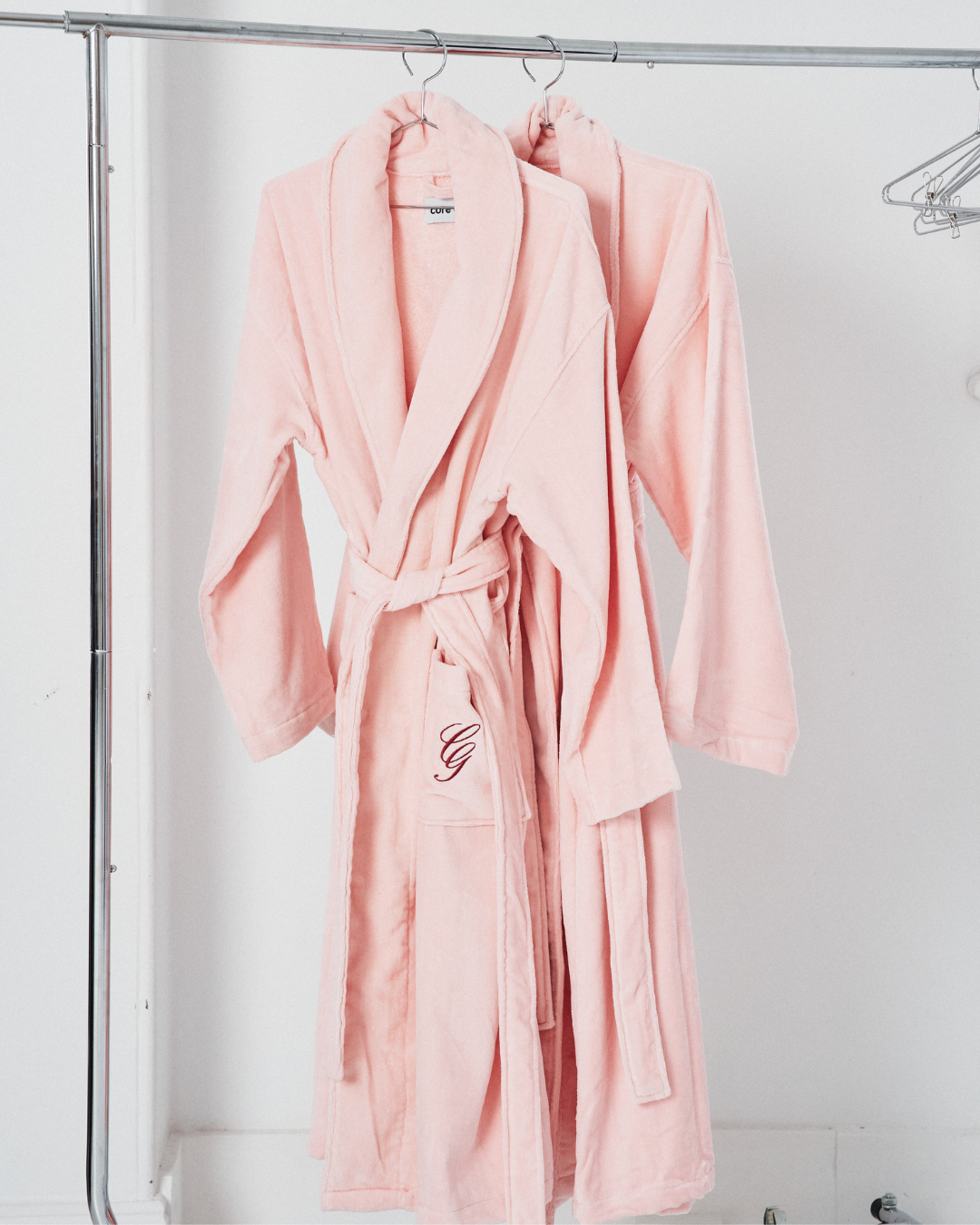 Blush Pink Cotton Velour Bathrobe